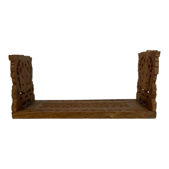Vintage Wooden Hand Carved Expandable Book Rack. Chairish