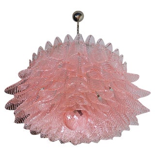 Large Murano Glass Chandelier with 100 Pink Felci Glasses, 1990s For Sale