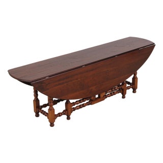 Custom Made Large Walnut Gateleg Drop Leaf Dining Table For Sale