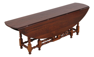 Custom Made Large Walnut Gateleg Drop Leaf Dining Table