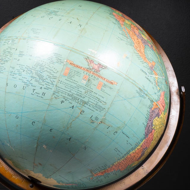 Mid-Century Modern Vintage Mid-Century Replogle 12" World Globe on Atomic Wire Stand c.1950–1960 For Sale - Image 3 of 7