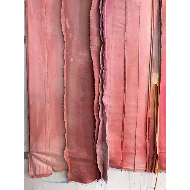 "Good Night Kiss" Salvaged Materials Wall Sculpture Color Field Painting in Shades of Nantucket Red For Sale - Image 9 of 9