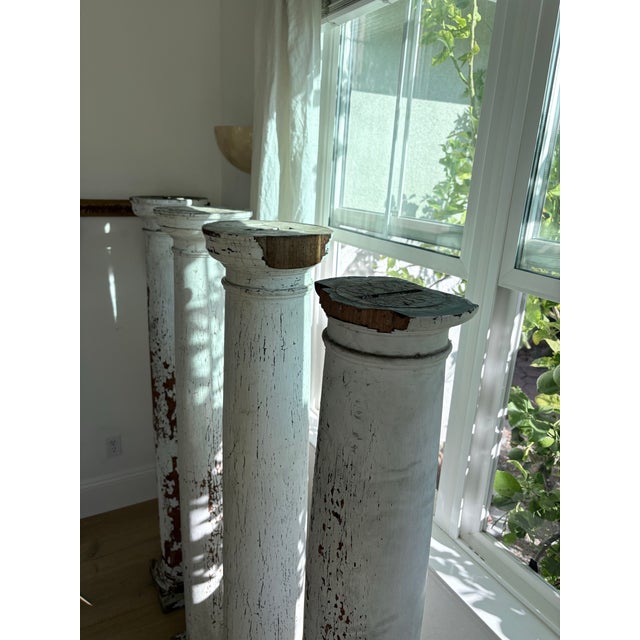 Set of 4 Vintage Solid Wood Architectural Columns 62” For Sale - Image 11 of 12