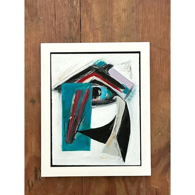 Vintage Original Abstract Oil Painting on Canvas For Sale - Image 9 of 12