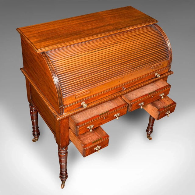 1880s Antique Victorian English Roll-Top Desk For Sale - Image 10 of 12