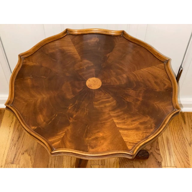Antique small round pedestal tray table in gorgeous figure maple, and/or other natural woods expertly crafted. Comes from...