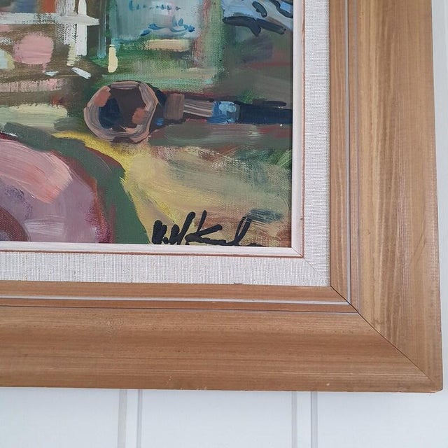 Mid-Century Modern 1950s Mid-Century Swedish Modernist Artist Studio Still Life Oil Painting by Uno Hubert Karlsson For Sale - Image 3 of 18