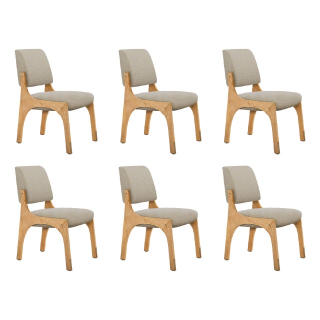 Arches II Dining Chairs in Oak and Bouclé from Insidherland, Set of 6 For Sale