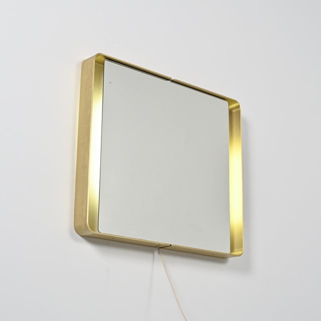 Rectangular Gilt Metal Mirror, 1970s For Sale - Image 3 of 11