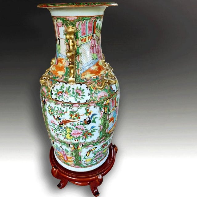 An impressive large Chinese Rose Medallion Canton porcelain vase dating to around the 1860s. The vase is richly decorated...