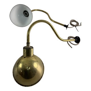 Large Industrial Wall Lamps with Adjustable Parabola Arm in Brass, 1950s, Set of 2 For Sale