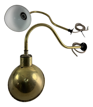 Large Industrial Wall Lamps with Adjustable Parabola Arm in Brass, 1950s, Set of 2