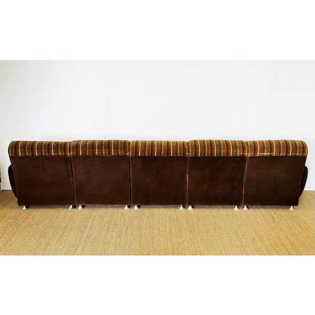 Mid-Century Modern Vintage Velvet Modular Sofa Set, 1970s, Set of 5 For Sale - Image 3 of 18