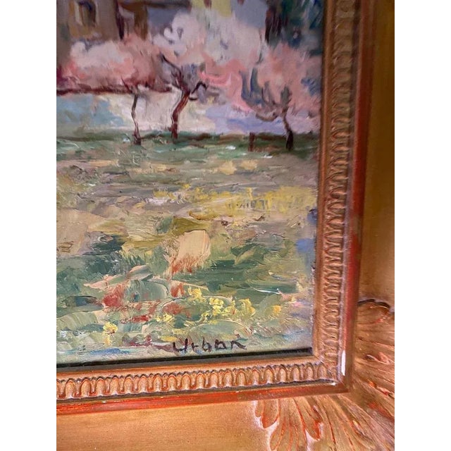 Blue Harry Urban, Geneva Countryside, Oil on Wood, 1950s For Sale - Image 8 of 9