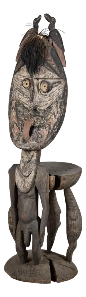 Antique African Orator's Stool (Teket) Litmus People Papua New Guinea 60" H