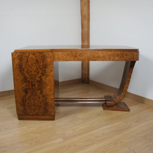 Art Deco Burr Walnut Desk by F.Pigeon of Paris, 1920s For Sale - Image 6 of 11
