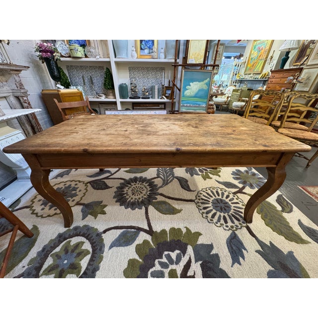 Vintage Reclaimed Pine Danish Country Farm Dining Table For Sale - Image 4 of 9