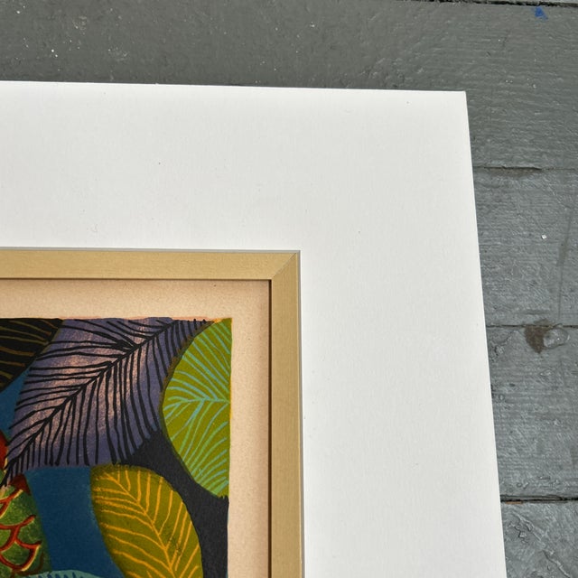 1970’s Original Folk Art “Parrot & Cockatiel” Lithograph For Sale In Philadelphia - Image 6 of 7