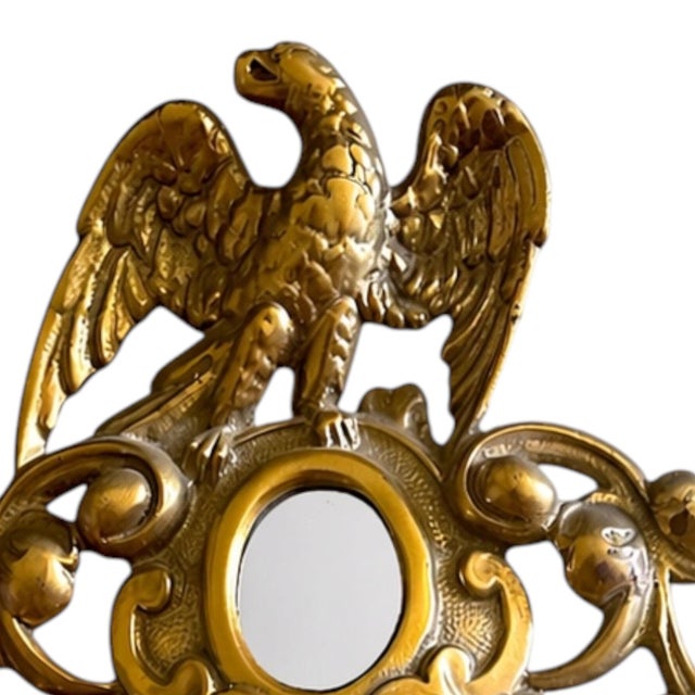 American Vintage Federal Style Colonial Revival Brass Eagle Wall Mirror For Sale - Image 3 of 6
