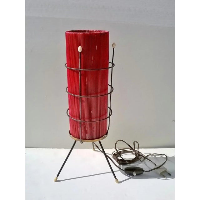 Metal Italian Red Plastic Table Lamp, 1950s For Sale - Image 7 of 7