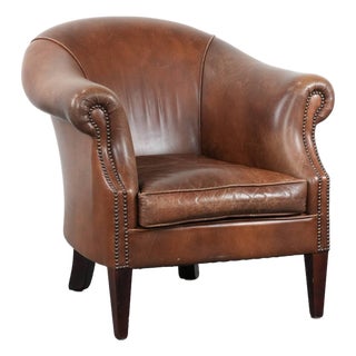 Vintage Club Chair in Cowhide Leather For Sale