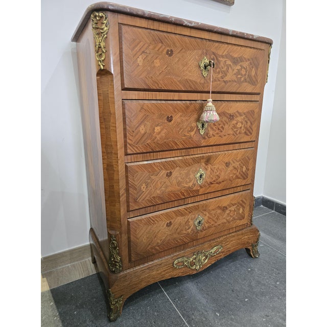 Louis XV Style Marquetry Chiffonier For Sale - Image 3 of 18