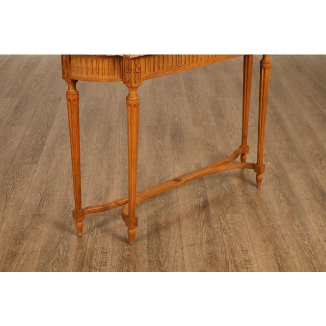 Brown French Louis XVI Style Marble Top Narrow Console For Sale - Image 8 of 18