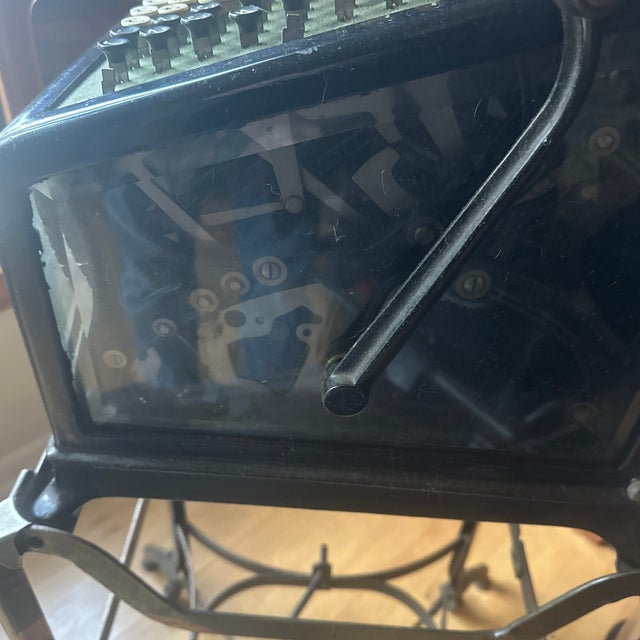 Metal Early 20th-Century Burroughs Class 9 Mechanical Adding and Listing Machine, Manufactured Circa 1914–1917, Presented on Its Original Metal Floor Stand. For Sale - Image 7 of 8