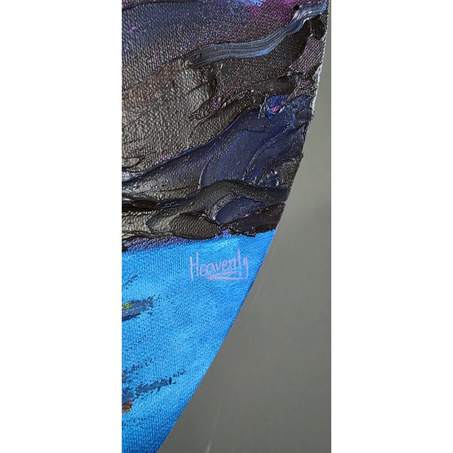 Night Mountains — original oil painting on canvas by Oksana Babala, created in 2025. Size: 27.5 in / 70 cm (diameter)...