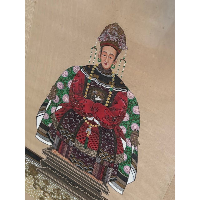 Antique Chinese Ancestor Portrait Paintings - Pair For Sale - Image 4 of 7