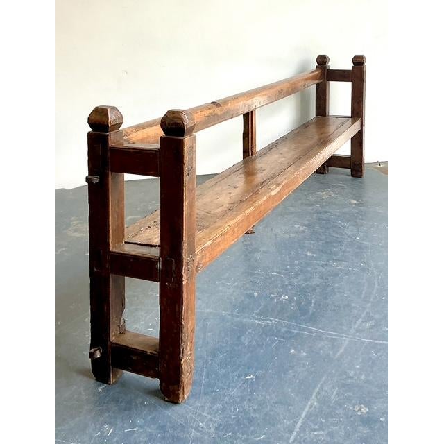 Rustic Vintage 18th Century Monumental Spanish Bench For Sale - Image 3 of 12