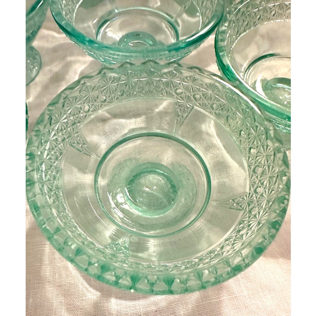 Vintage Aqua Depression Glass Dessert Cups - Set of 8 For Sale In Palm Springs - Image 6 of 8