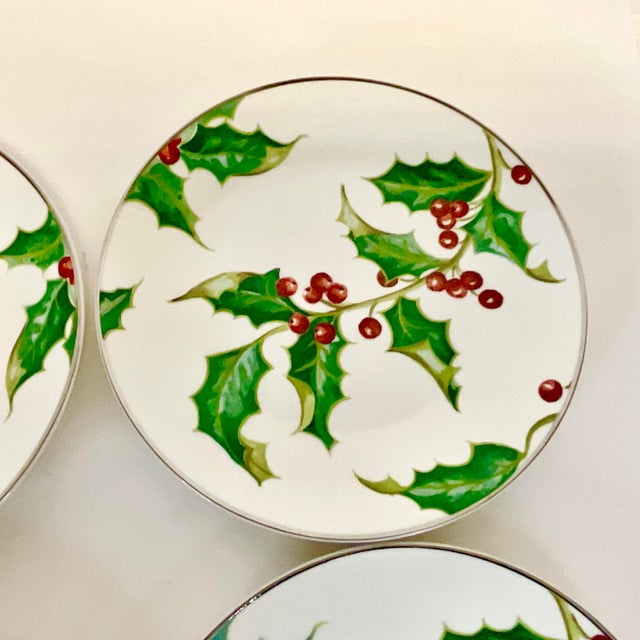 2001 Americana Hollywood Regency Restoration Hardware Holly Berry Salad Plates - Set of 6, Christmas For Sale - Image 9 of 15