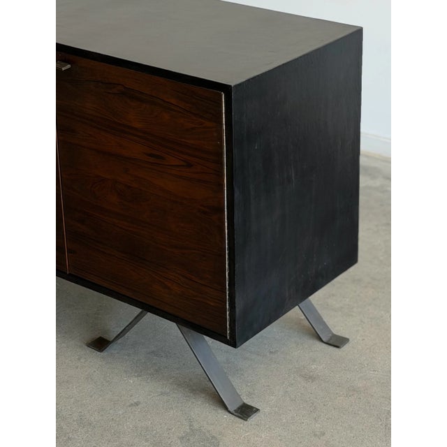 1970s Leather Wrapped Rosewood Credenza For Sale - Image 10 of 18