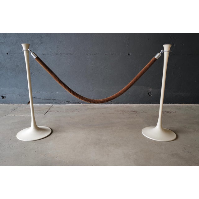 Mid 20th Century Saarinen Style Stanchions with Velvet Rope For Sale - Image 10 of 10