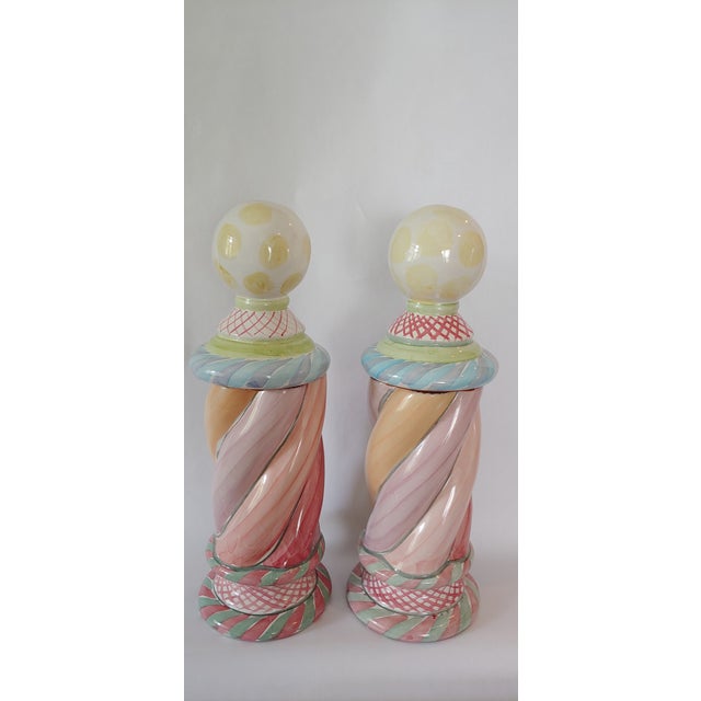 1990s Mackenzie Childs Ceramic Modular Shelf Pieces- Set of 4 For Sale - Image 11 of 13