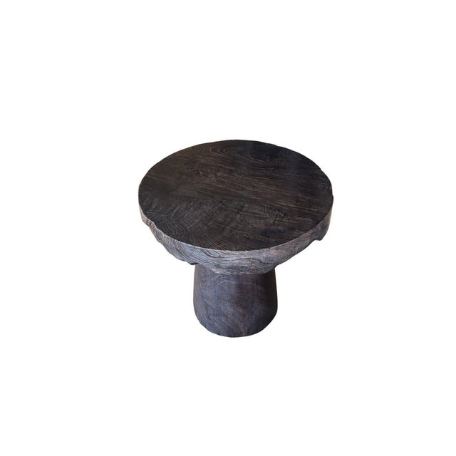 Round Side Table Crafted From Mango Wood, Espresso Finish Modern Organic For Sale - Image 6 of 6
