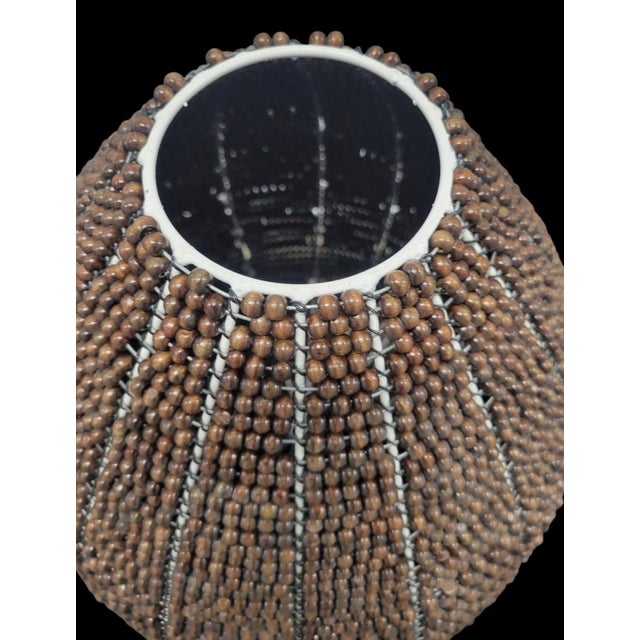 1990s 1990s Very Large Unique African Handmade Brown Beaded Decorative Table Vase Decor For Sale - Image 5 of 6