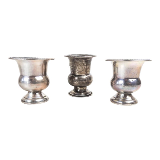 Group of Small Mismatched Sterling Urn Match or Toothpick Holders - Set of 3 For Sale