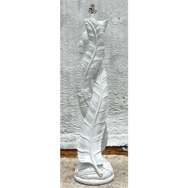 Vintage Coastal Twisted Banana Leaf Floor Lamp For Sale In West Palm - Image 6 of 6