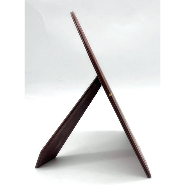 French Modern Leather-Wrapped Arched Tabletop Mirror, Style of Jacques Adnet For Sale - Image 15 of 18