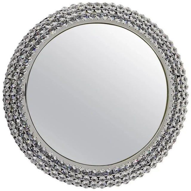 Round Chromed Crystal Backlit Wall Mirror, Austria, 1960s For Sale - Image 11 of 11