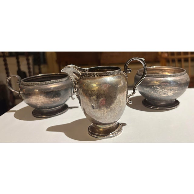 English Late 20th Century English Sterling Silver Creamer, Sugar and Slop Bowl Set-Hallmarked Monogram Esc - Set o f 3 For Sale - Image 3 of 9