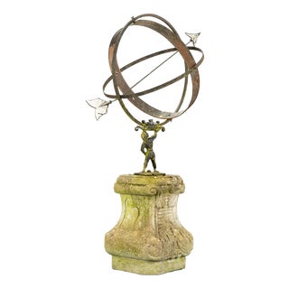Antique Sundial Sculpture on Base For Sale
