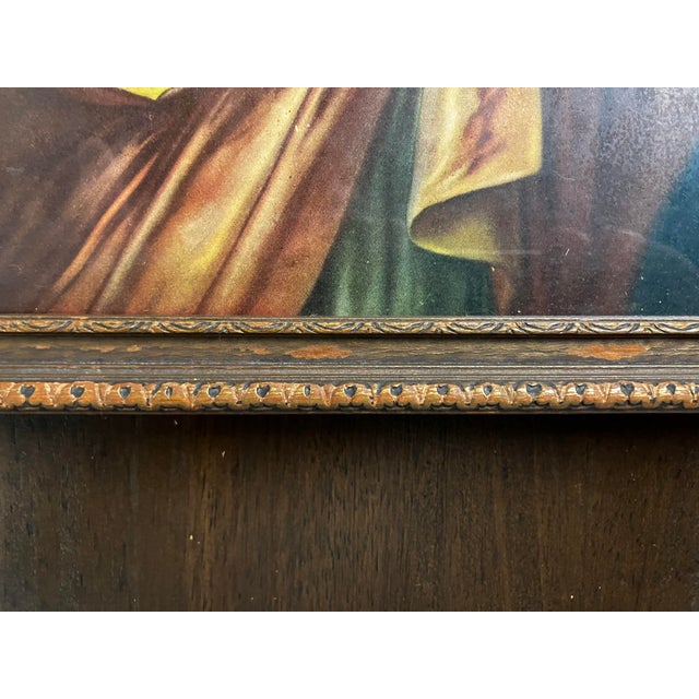 Pair of Rare Antique Religious Framed Prints of the Sacred Heart of Jesus and the Immaculate Heart of Mary For Sale In Milwaukee - Image 6 of 18