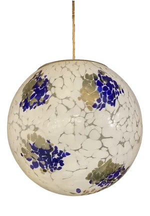 Milky-White Sphere Lamp in Murano Glass with Blue and Gold-Leaf Murrine from Simoeng