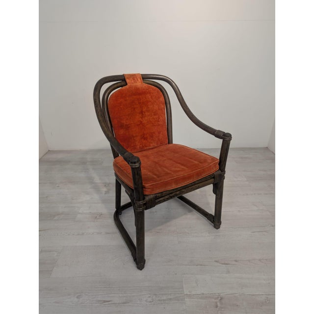 Vintage Upholstered Rattan Armchair For Sale - Image 5 of 18