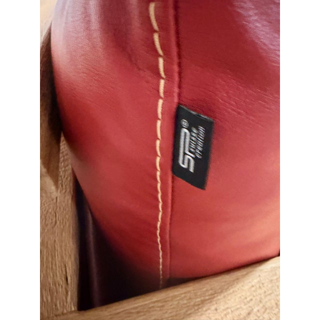 Wood and Red Leather Sofa from Sprenger Möbel, Switzerland, 2000s For Sale - Image 4 of 18