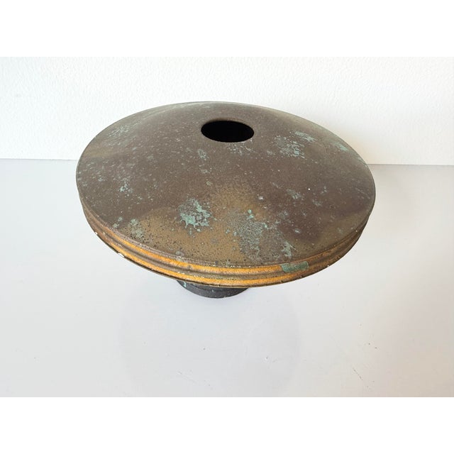 Vintage Raku Fired Sculptural Pottery Pedestal Vase For Sale - Image 4 of 11