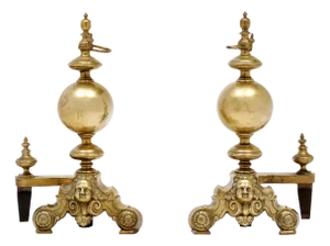 French Antique Bronze “Beethoven” Andirons